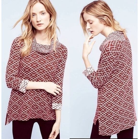 Moth Sweaters - Anthropologie Moth Galena Sweater Medium Maroon Alpaca Cowl Artsy Fall Cabincore